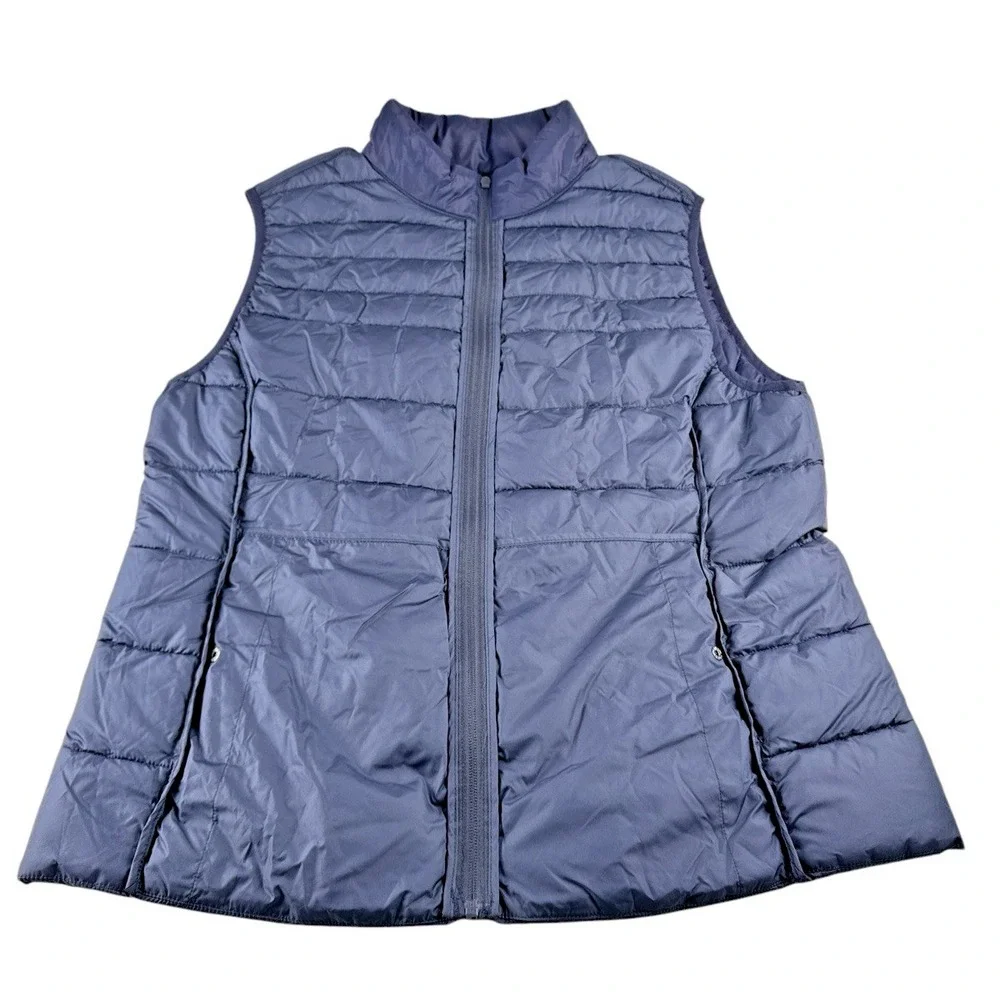 Rokka Rolla Womens Puffer Vest 2XL Navy Blue Lightweight Quilted Padded Full Zip